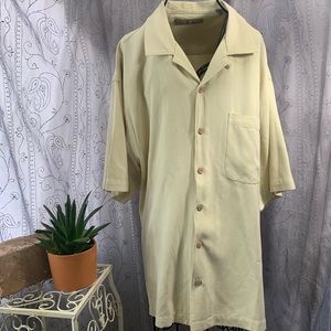 Eagle Dry Goods Men's Button-Up Shirt 100% Raw Silk Pale Greenish Yellow